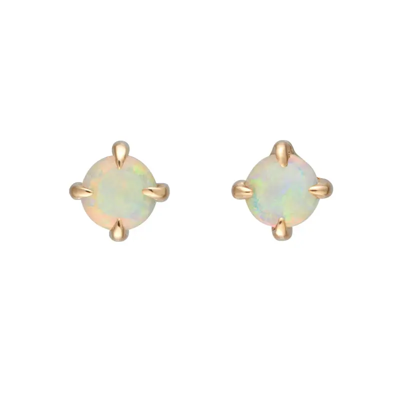Hot Sale Fashion Simple High Quality Geometry Opal Stud Earrings Necklace Set for Women