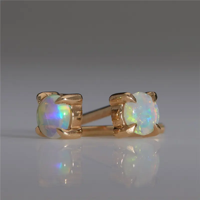 Hot Sale Fashion Simple High Quality Geometry Opal Stud Earrings Necklace Set for Women