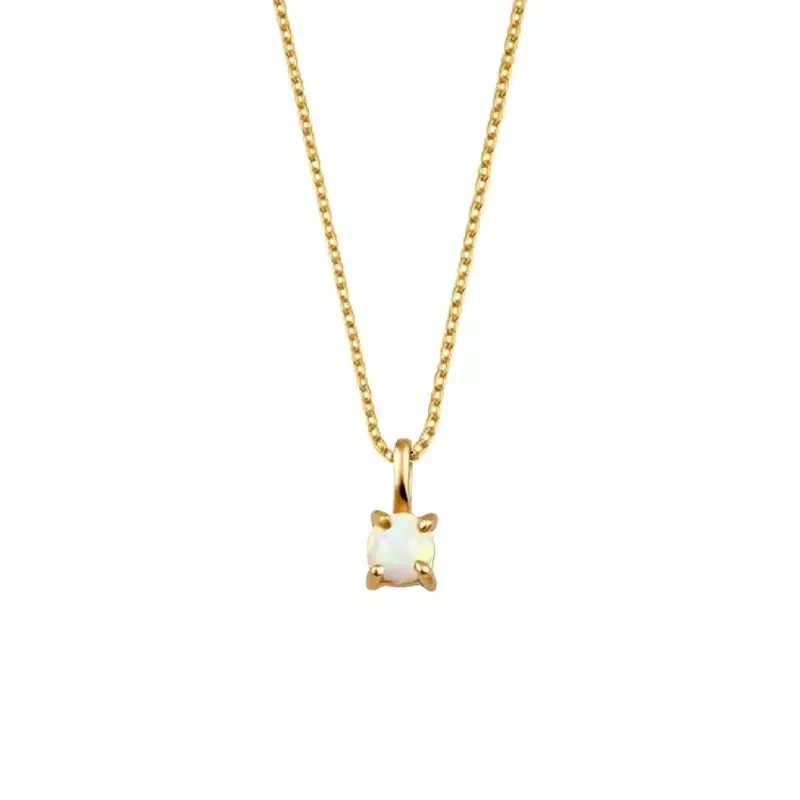 Hot Sale Fashion Simple High Quality Geometry Opal Stud Earrings Necklace Set for Women