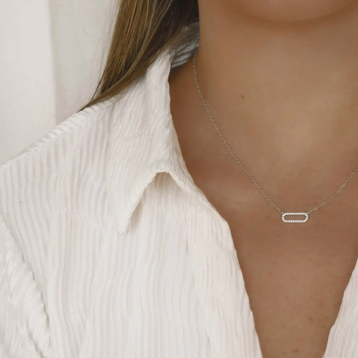 Custom Jewelry 925 Sterling Silver Minimalist Paperclip Zircon Necklace Set Women 18K Gold Plated