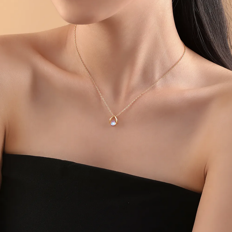 Vintage 925 sterling silver fine jewelry 18k gold plated moonlight glass tear water drop jewelry set