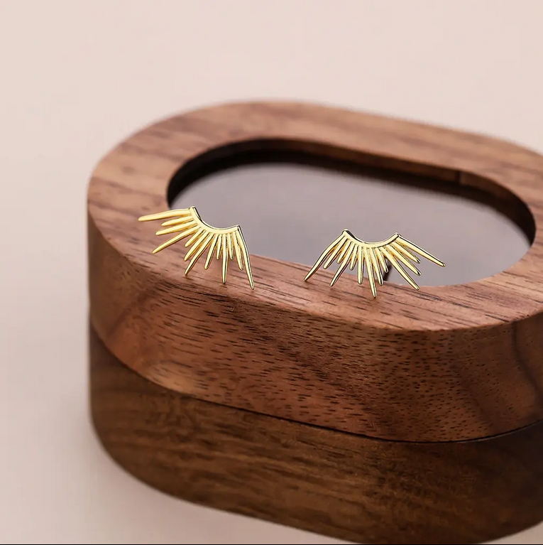 2024 fashion wholesale Jewelry 925 silver 18K gold plated laser sunlight sun rise stud earrings for women