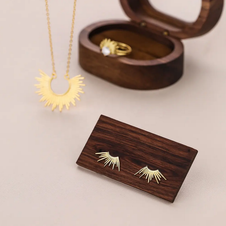 2024 fashion wholesale Jewelry 925 silver 18K gold plated laser sunlight sun rise stud earrings for women