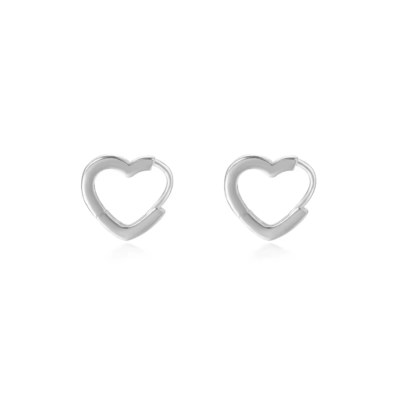 Elegant cute 925 Sterling silver fine jewelry 18k gold plated heart shape hoop earrings for women