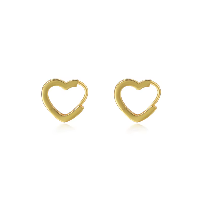 Elegant cute 925 Sterling silver fine jewelry 18k gold plated heart shape hoop earrings for women