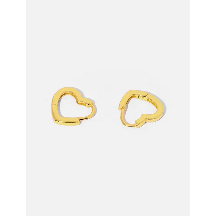 Elegant cute 925 Sterling silver fine jewelry 18k gold plated heart shape hoop earrings for women