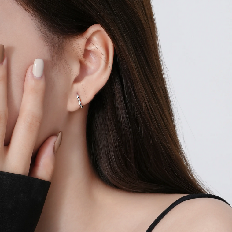 Elegant cute 925 Sterling silver fine jewelry 18k gold plated heart shape hoop earrings for women