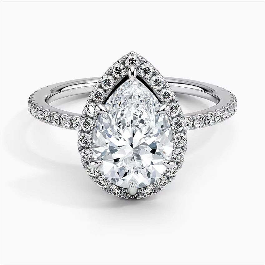 Luxury Silver 925 Cubic Zirconia Ring Pear Cut Fashion Jewelry Rings Women Wedding and Engagement Diamond