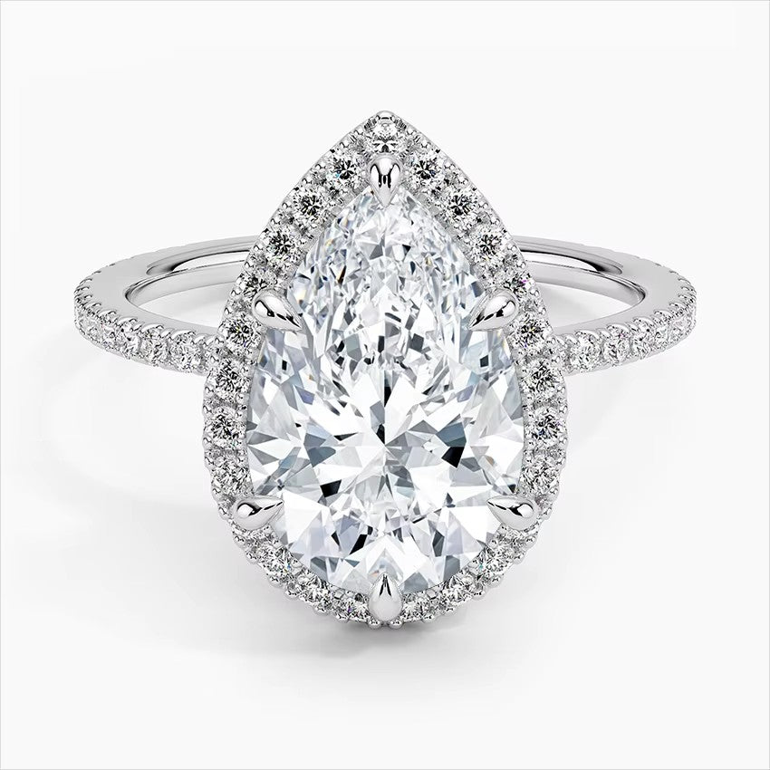 Luxury Silver 925 Cubic Zirconia Ring Pear Cut Fashion Jewelry Rings Women Wedding and Engagement Diamond