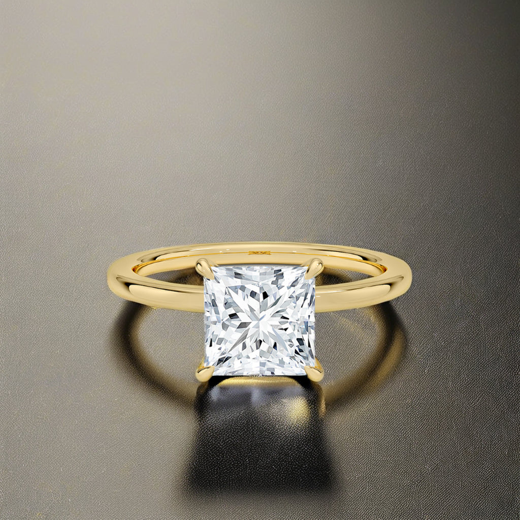 Luxury Jewelry 925 Sterling Silver Princess Cut Diamond Solitaire Setting Zircon Promise Rings for Women