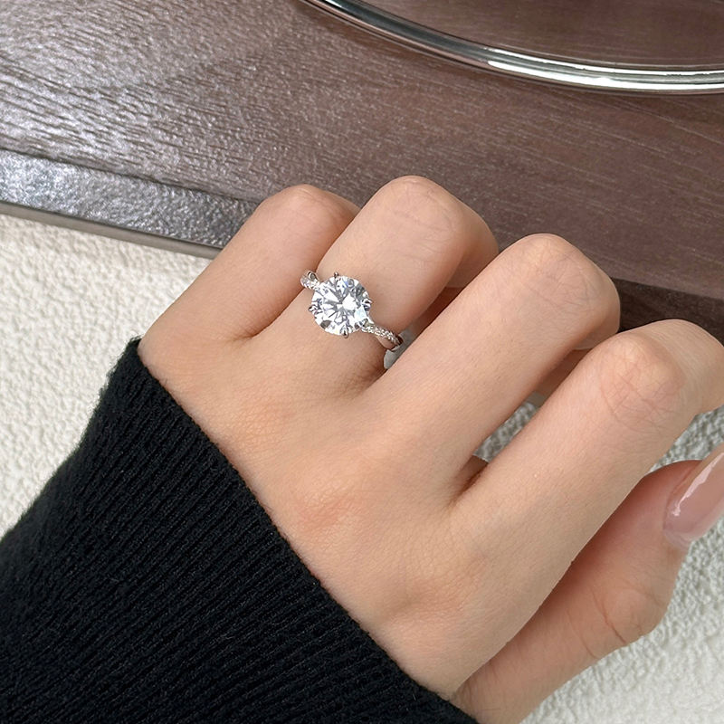Dainty Round Brilliant Cut Diamond Rings 925 Sterling Silver Engagement Jewelry Zircon Promise Ring for Women