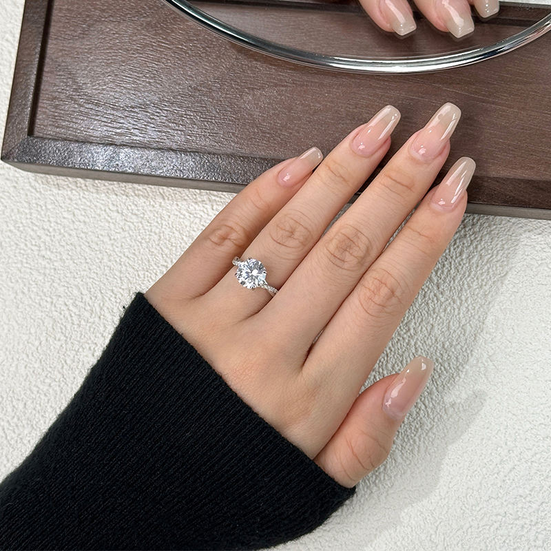 Luxury Jewelry 925 Sterling Silver Diamond Engagement Luxury Wedding Round Brilliant Cut Rings for Women