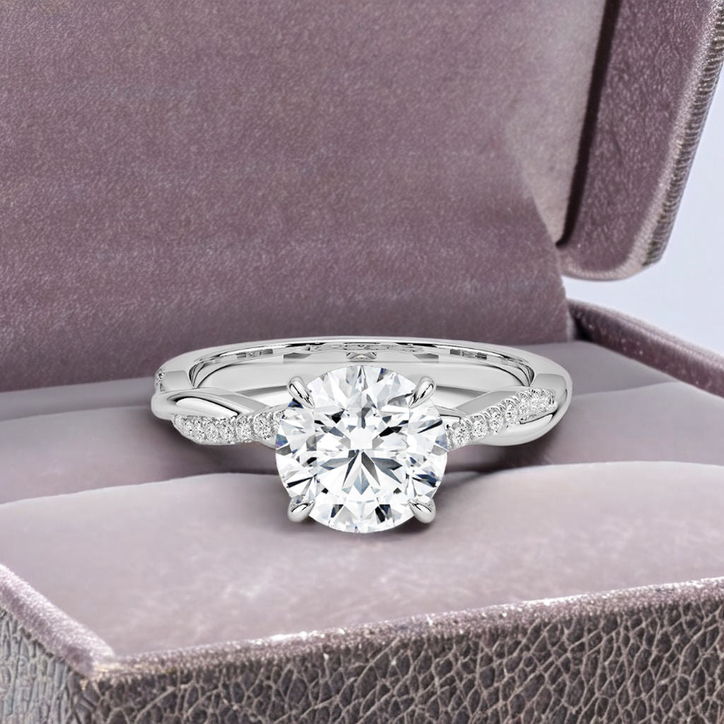 Dainty Round Brilliant Cut Diamond Rings 925 Sterling Silver Engagement Jewelry Zircon Promise Ring for Women