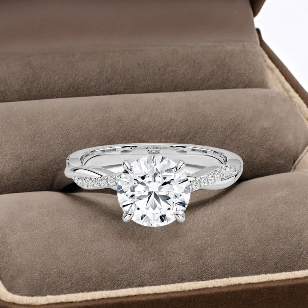 Dainty Round Brilliant Cut Diamond Rings 925 Sterling Silver Engagement Jewelry Zircon Promise Ring for Women