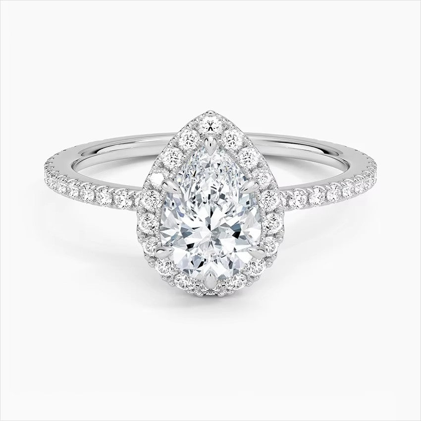 Luxury Silver 925 Cubic Zirconia Ring Pear Cut Fashion Jewelry Rings Women Wedding and Engagement Diamond