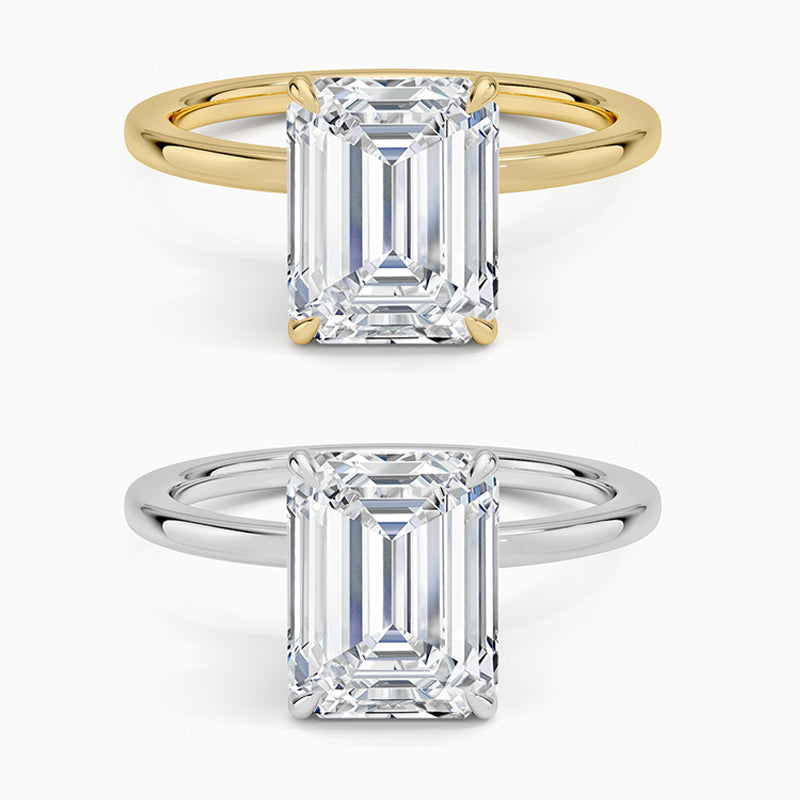 Fashion Emerald Cut Promise Jewelry 925 Sterling Silver Solitaire Setting Pave Cz Rectangle Engagement Rings for Women