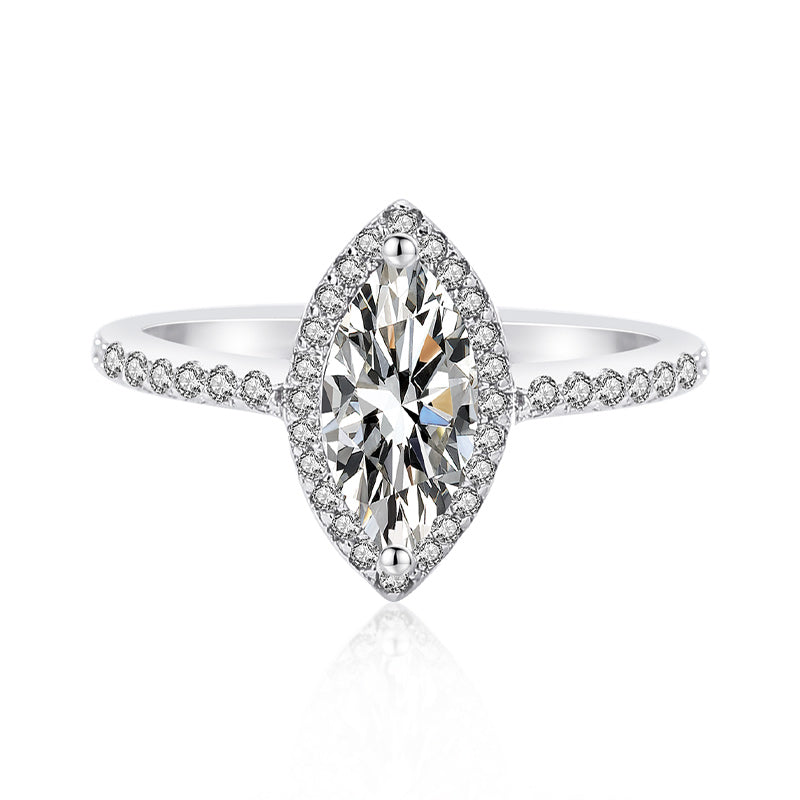 New Trending Engagement Jewelry 925 Sterling Silver 2 Carat Marquise Cut Moissanite Promise Ring for Women