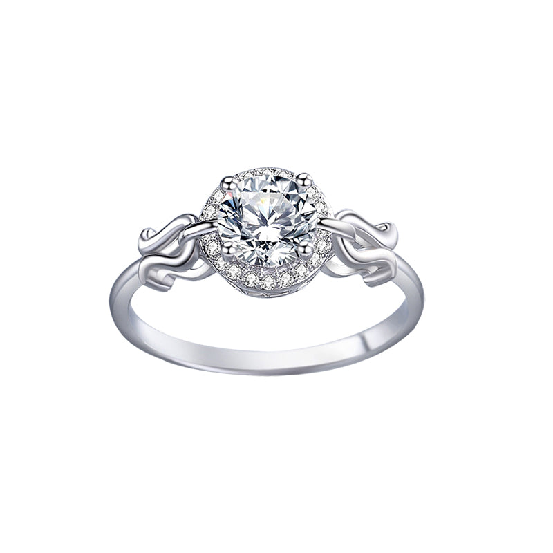 Fashion Women Diamond Wedding Rings 925 Sterling Silver VVS Round Brilliant Cut 1 Ct Moissanite Ring Engagement