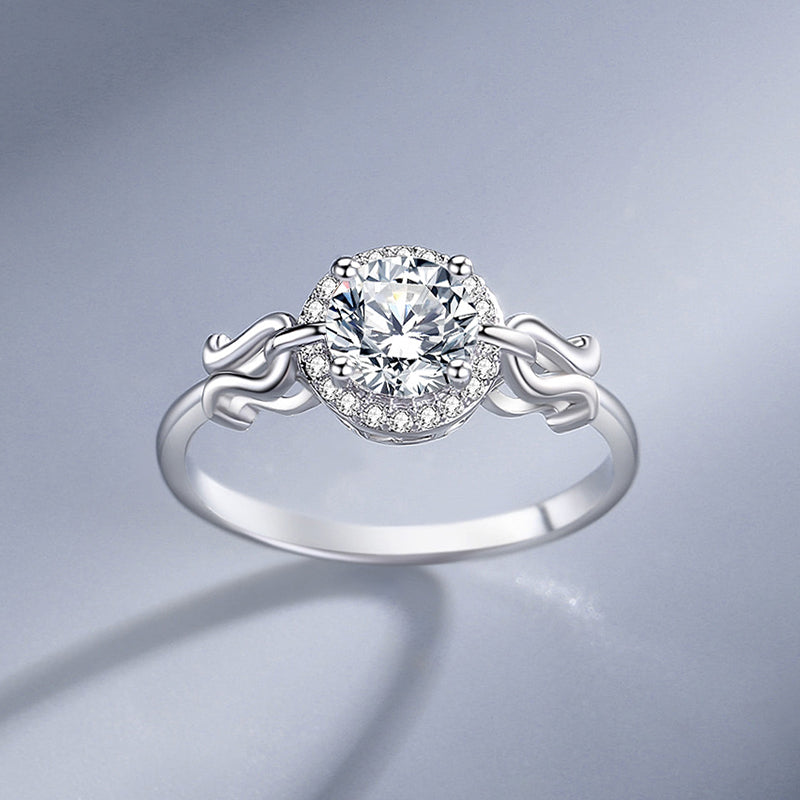 Fashion Women Diamond Wedding Rings 925 Sterling Silver VVS Round Brilliant Cut 1 Ct Moissanite Ring Engagement
