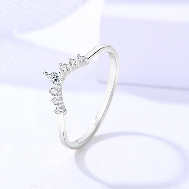Fashion Ring Set 925 Sterling Silver Double Layer Pave Zircon Moissanite Diamond Promise Ring for Women