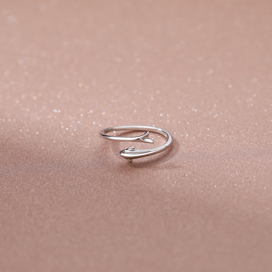 Wholesale Fashion Delicate Animal Rings Jewelry 925 Sterling Silver Adjustable Cute Dolphin Rings Unisex
