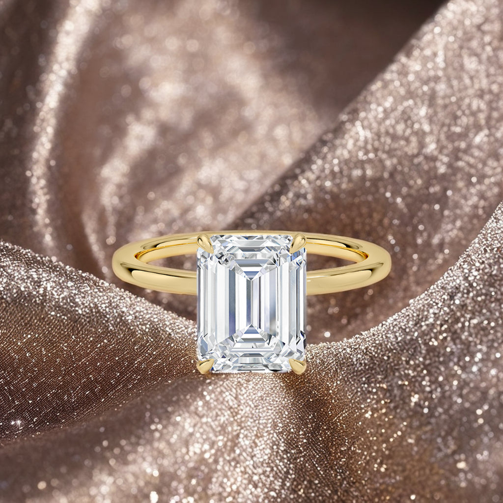 Fashion Emerald Cut Promise Jewelry 925 Sterling Silver Solitaire Setting Pave Cz Rectangle Engagement Rings for Women