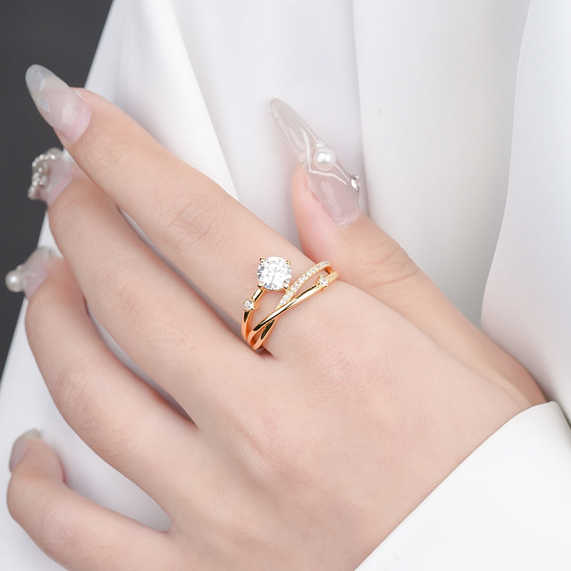 Fashion Jewelry 925 Sterling Silver Luxury Engagement Statement Diamond Ring Moissanite Ring for Women