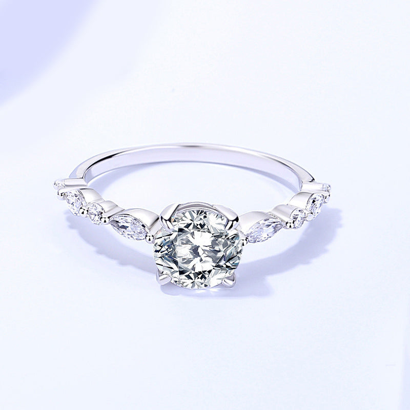 Luxury 925 Sterling Silver Double Layer Jewellery Wedding Bands 1 Ct Moissanite Engagement Rings Set for Women