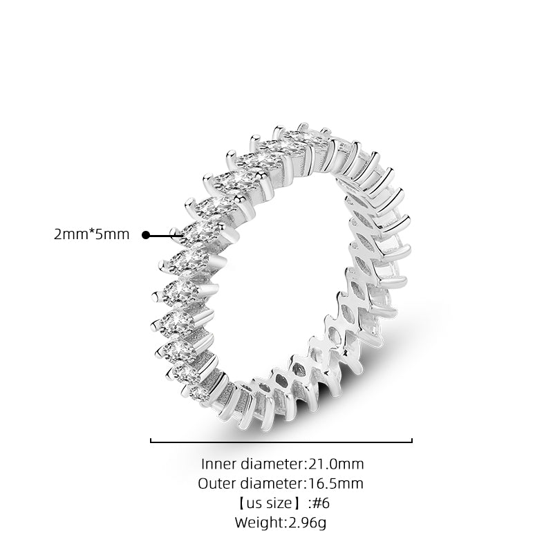 New Arrival Women Jewelry 925 Sterling Silver Eternity Band Zircon Rings Oval Cut Ring for Engagement