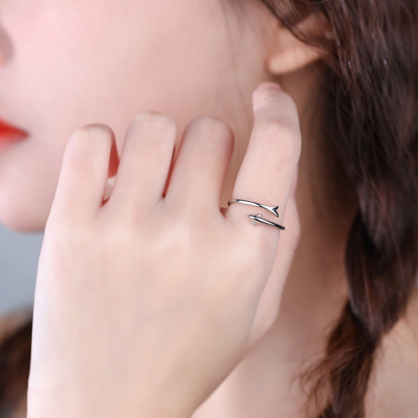 Wholesale Fashion Delicate Animal Rings Jewelry 925 Sterling Silver Adjustable Cute Dolphin Rings Unisex