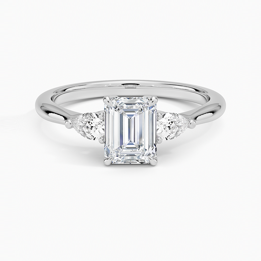 Luxury Emerald Cut Promise Ring 925 Sterling Silver Three-Stone Setting Zircon Rectangle Engagement Rings for Women