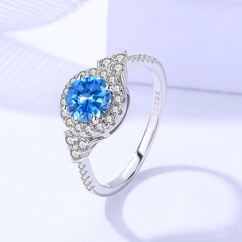 Luxury Jewelry 925 Sterling Silver Round Brilliant Cut 1 Carat Diamond Zircon Moissanite Promise Rings for Women