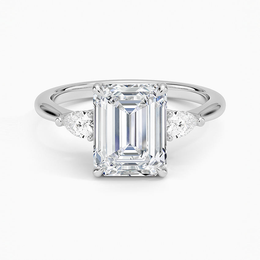 Luxury Emerald Cut Promise Ring 925 Sterling Silver Three-Stone Setting Zircon Rectangle Engagement Rings for Women