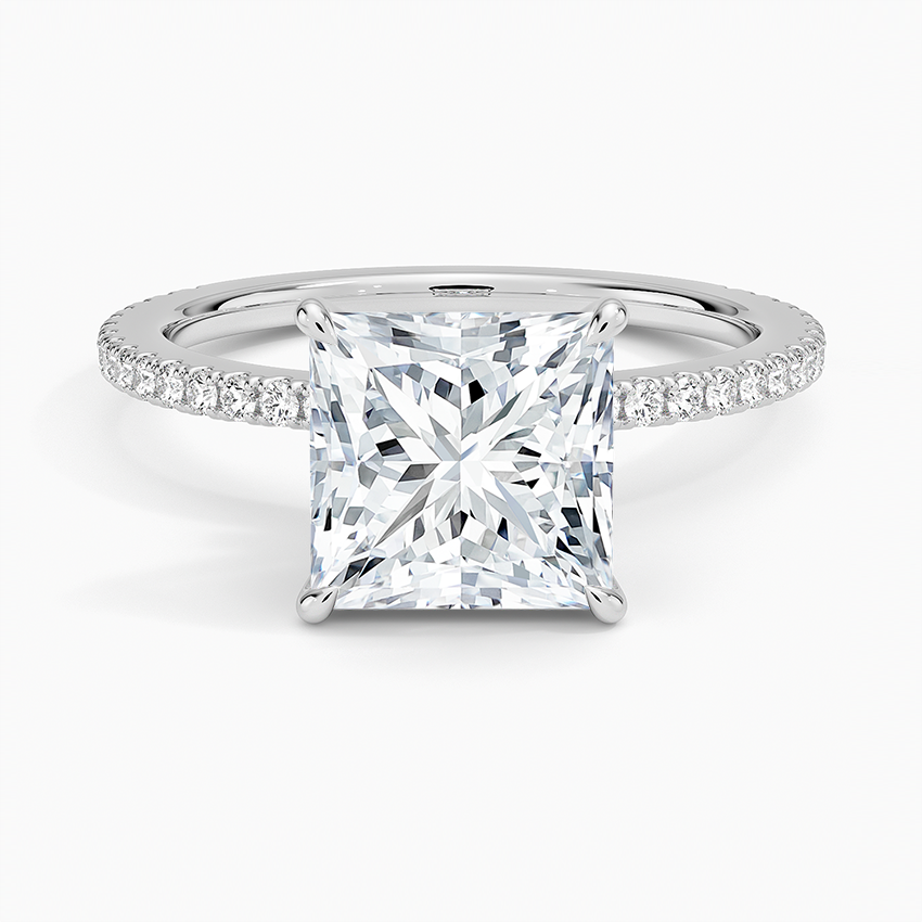 Exquisite Ring Jewelry 925 Sterling Silver Princess Cut Diamond Full Pave Zircon Promise Rings for Women