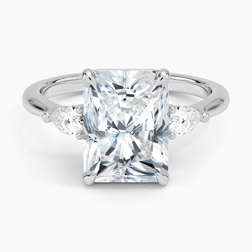 Fashion Radiant Cut Diamond Promise Ring 925 Silver Three-Stone Setting Cz Rectangle Engagement Rings for Women