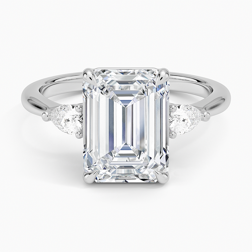 Luxury Emerald Cut Promise Ring 925 Sterling Silver Three-Stone Setting Zircon Rectangle Engagement Rings for Women