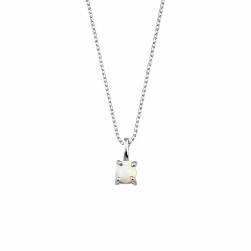 Hot Sale Fashion Simple High Quality Geometry Opal Stud Earrings Necklace Set for Women