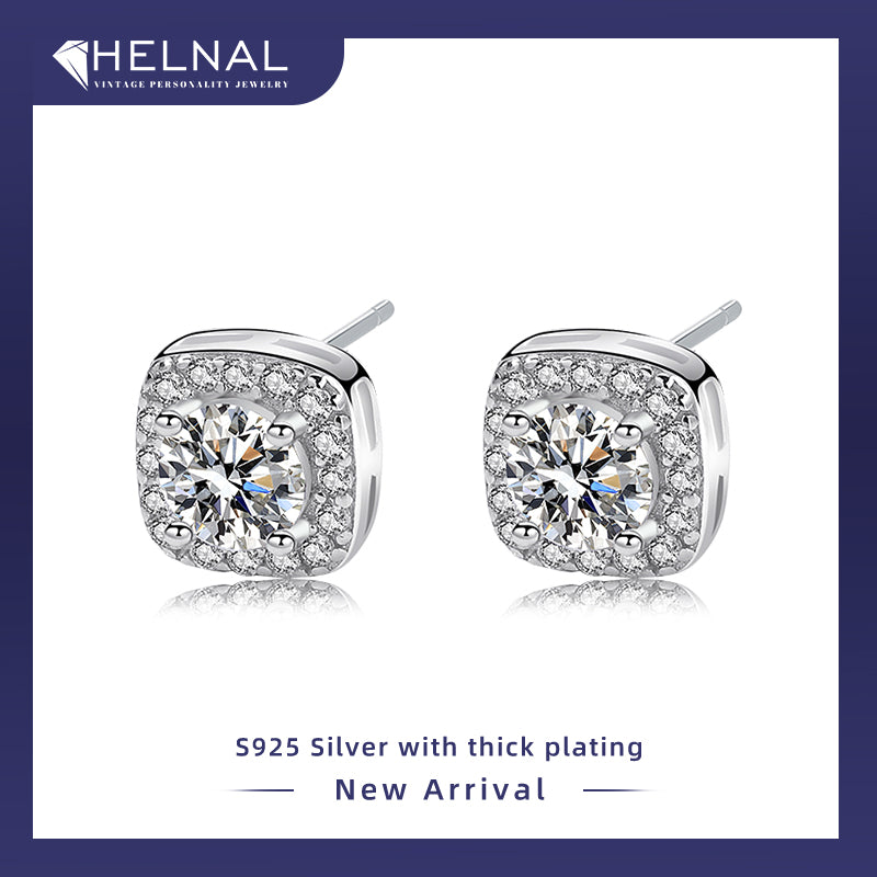 E2977 Elegant Round Shape Moissanite 0.5 Carat S925 Silver Platinum Plated Earring