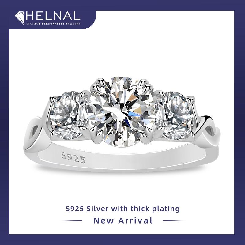 K1137 Elegant Round Shape Moissanite 1 Carat S925 Silver Platinum Plated Ring