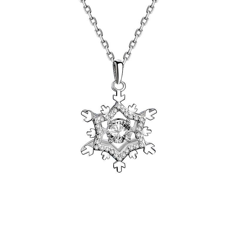 A2145 Snowflake Round Shape Moissanite 0.5 Carat S925 Silver Platinum Plated Necklace