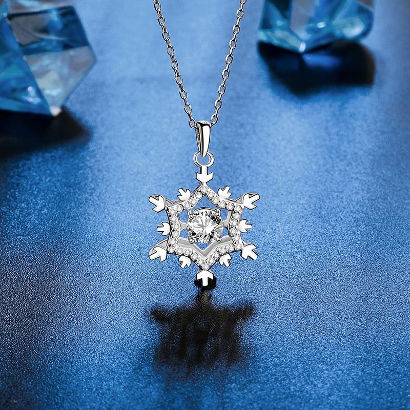 A2145 Snowflake Round Shape Moissanite 0.5 Carat S925 Silver Platinum Plated Necklace