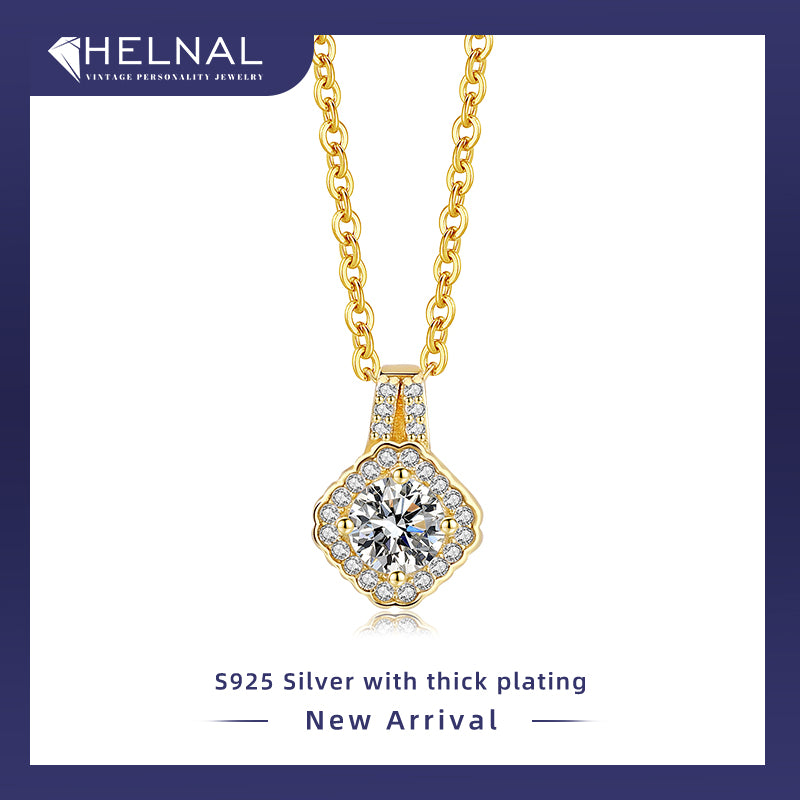 A2829 Elegant Round Shape Moissanite 0.5 Carat S925 Silver 18K Gold/Platinum Plated Necklace