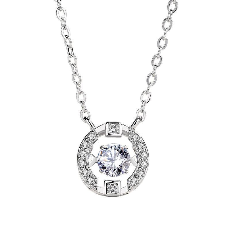 A830 Elegant Round Shape Moissanite 0.3 Carat S925 Silver Platinum Plated Necklace