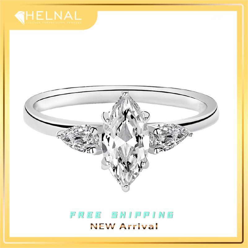 K1294 Eternal Marquise Shape Moissanite 1 Carat S925 Silver Platinum Plated Ring