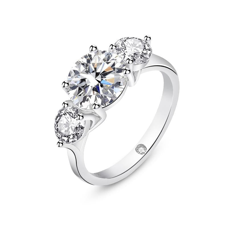 K1302 Elegant Round Cut 2 Carat Moissanite S925 Silver Platinum Plated Ring