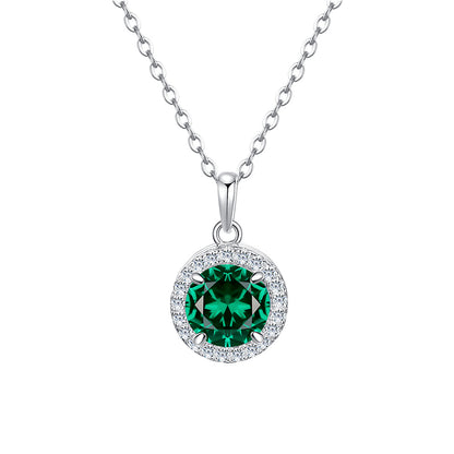 Personality 925 Sterling Silver Luxury 12 Birhstone Green Zircon Diamond Round Brilliant Cut Jewelry Sets for Women