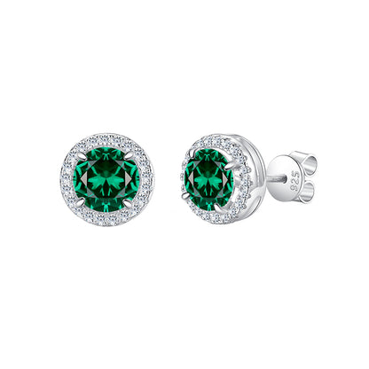 Personality 925 Sterling Silver Luxury 12 Birhstone Green Zircon Diamond Round Brilliant Cut Jewelry Sets for Women