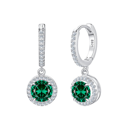Personality 925 Sterling Silver Luxury 12 Birhstone Green Zircon Diamond Round Brilliant Cut Jewelry Sets for Women