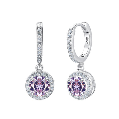 Romantic 925 Sterling Silver Round Brilliant Cut 12 Birthstone Light Purple Zircon Jewelry Set