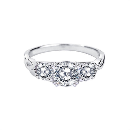 New Arrival Engagement Jewelry 925 Sterling Silver Three-Stone Setting Moissanite Promise Ring for Women